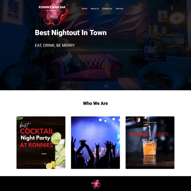 A website I made for ronnies wine bar